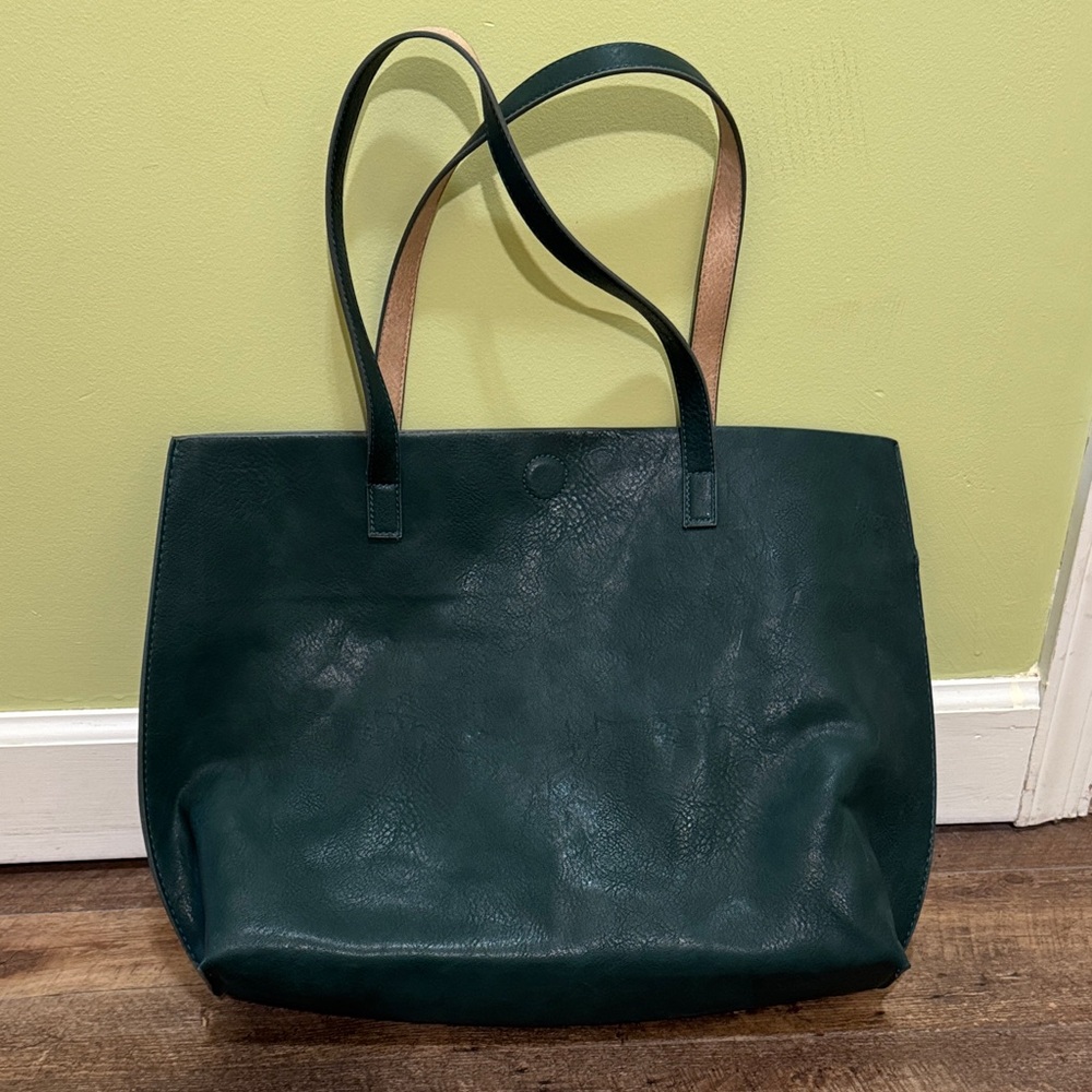 Everyday Dark Green Leather Tote Bag